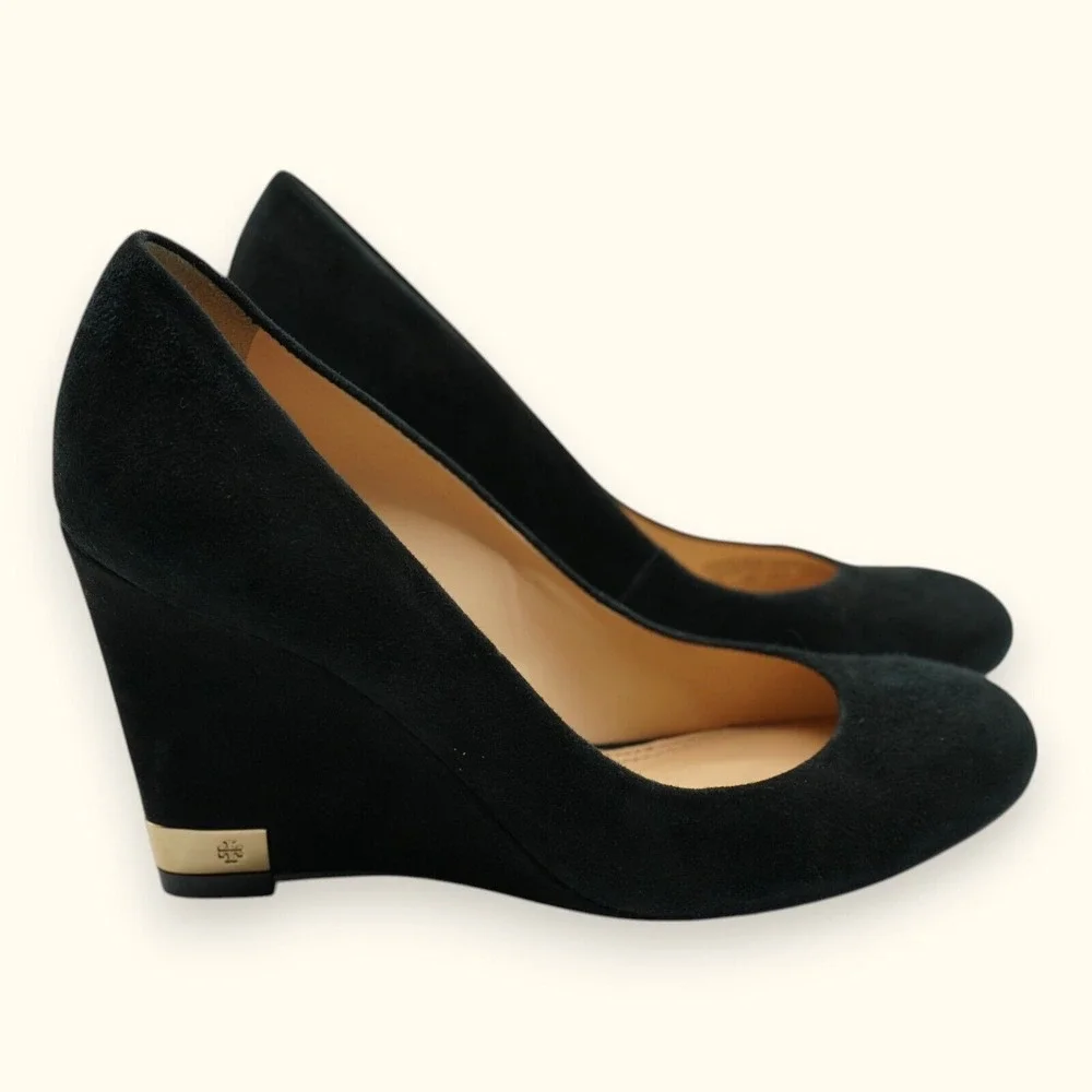 Tory Burch Astoria Wedge Lancaster Suede Shoes Size‎ 6M ~ Heel 3.5